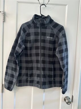 Columbia Women's Plaid Fleece Jacket gray and black size Large
